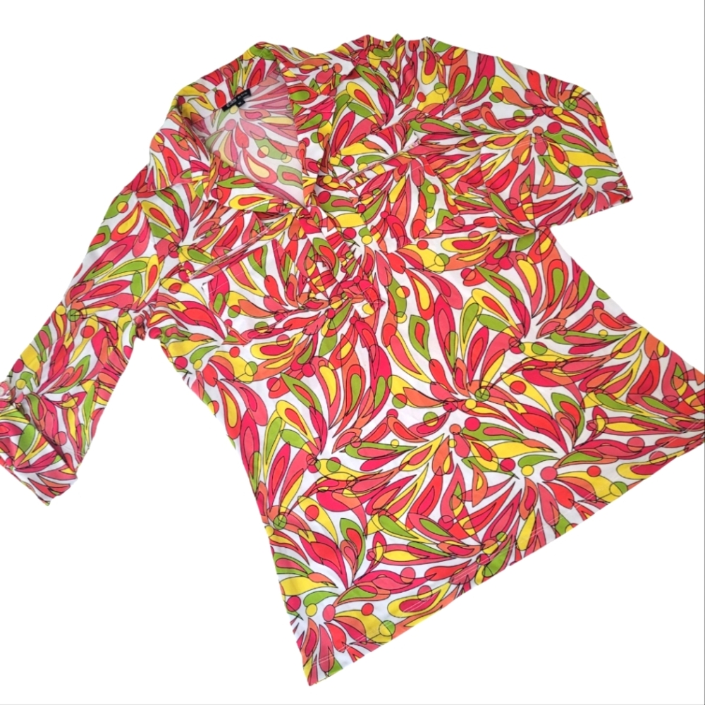 E39 BY ERIC | Funky Retro Patterned Blouse, Sz. M